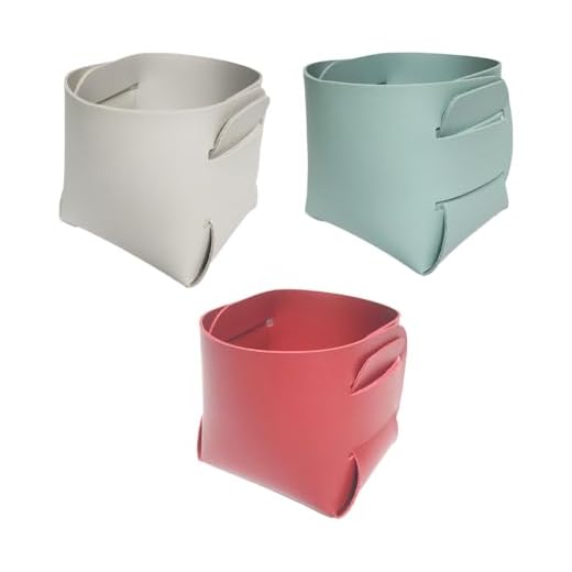 Collapsible Leather Storage Bin - Decorative Desk Organizer for Jewelry, Makeup, Pens & More - Light Gray, Burgundy Red & Sky Blue