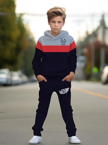 Image of boys' clothing sets, 2-Piece Hoodie & Pants Outfits for Boys Size 4-14 | Lightweight Non-Fleece Fall & Spring Clothing Sets