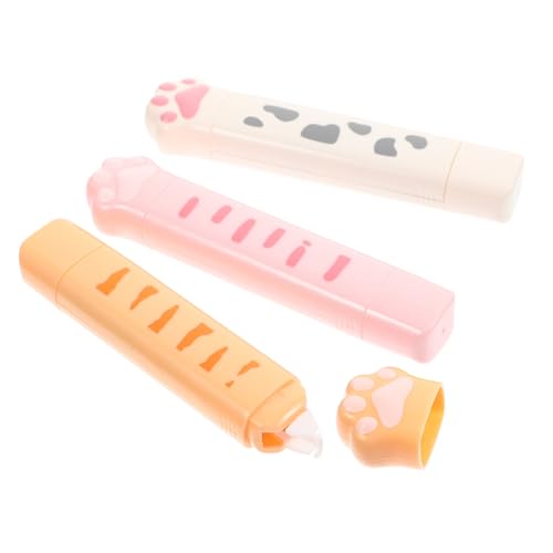 YOSADIER 3個 猫爪双頭修正テープ コンパクトで持ち運び便利 学生向けかわいい文房具 素早くミスをカバー 快適グリップで使いやすい