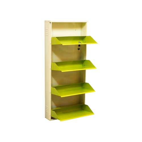 Image of DELITE KOM 24 Inch Wide, 4 Shelf Metal Shoe Rack Wall Mounted for Home with Central Lock Holds Upto 12 Shoes or 20 Slippers Pair | 1 Year Warranty | (54 x 24 x 5 Inch, Ivory Green) DIY Space Saving