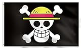 One Piece Pirate Luffy's Straw Hat Pirate Flag Outdoor Indoor Flag 3x5 Ft,Jolly Roger Pirate Flag...