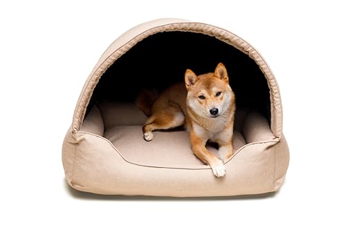 Bjird Hundebett & Hundehütte in einem - Hundehaus mit Dach für kleine und mittelgroße Hunde - Hundehöhle - Hundebox - Hundesofa - Bezug abnehmbar & waschbar - stabiles Hundekorb - 60x 47 cm