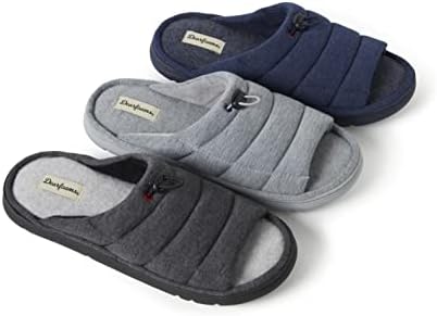 Dearfoams Men's Adrian Quilted Memory Foam Sweatshirt Slide Slipper, Black, Medium | Image 3