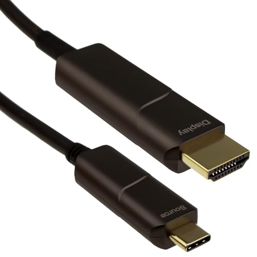 kenable USB Type C to HDMI Cable Active Optical AOC 4K 60Hz 18Gbps HDR Long Distance Fibre Optic Lead 20m Black