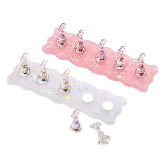 2 set Acrylic Nail Stand Aurora Pink White Nail Holder For Painting Magnetic Press On Nail Tech Must Haves Practice Acrylic Nail Art Display