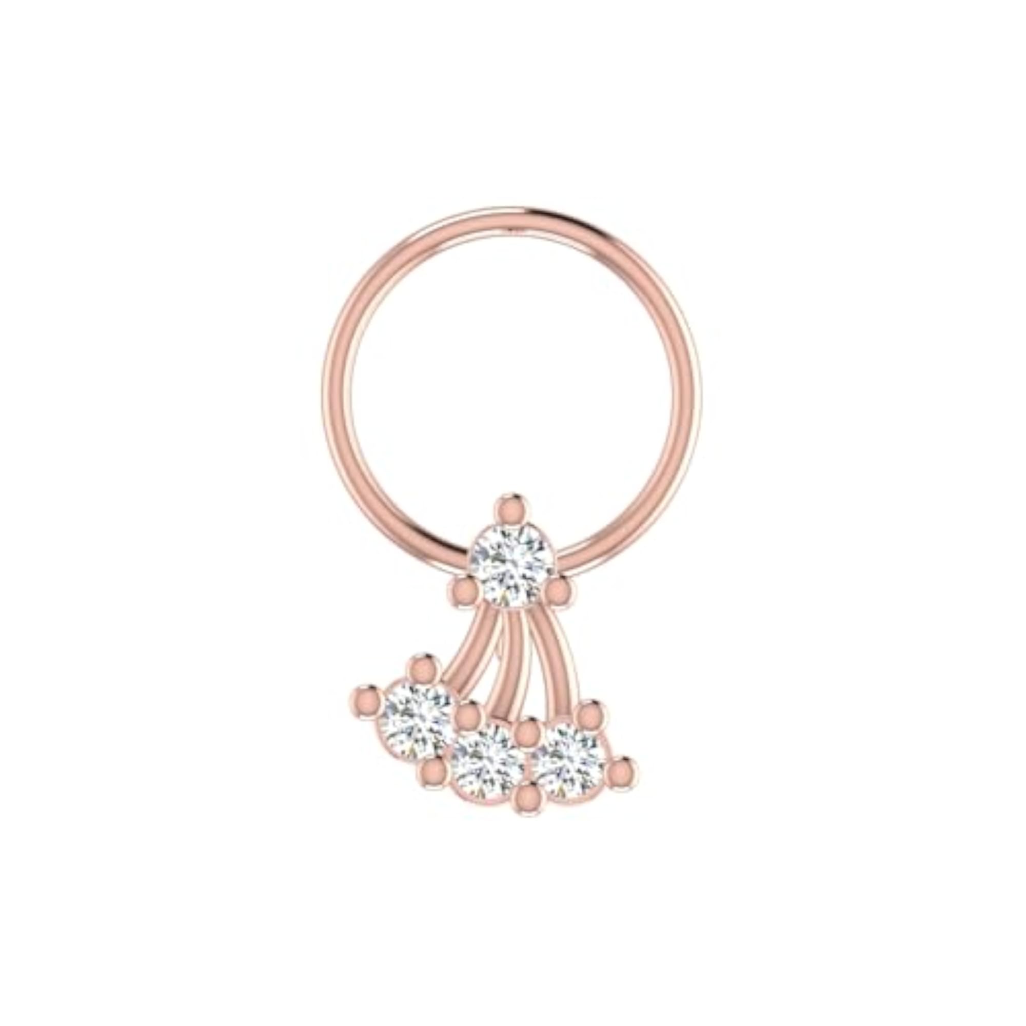 14Kt Rose Gold Stud Nose Ring, Elegant