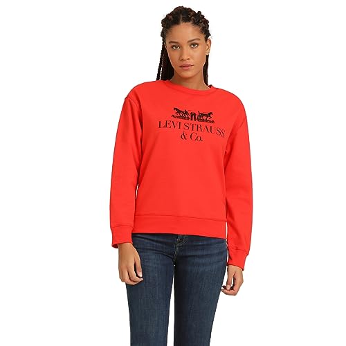 La Mejor Recopilación de Sudaderas para Mujer del mes. 48 Levi's 18686-0215L Sudadera Cuello Redondo para Mujer, Rojo, L