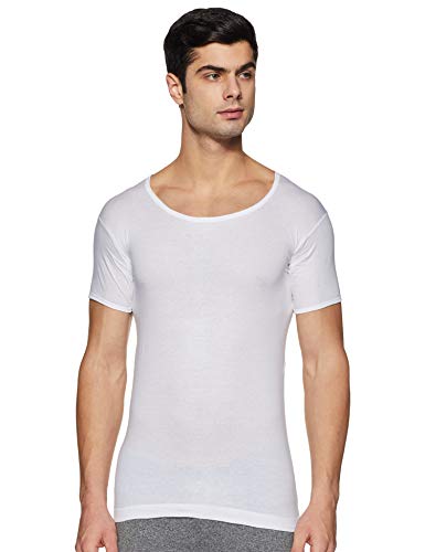 Rupa Jon Men 100% Cotton Round Neck Vest | Soft & Breathable Innerwear for Daily Comfort | Half Sleeve Undershirt for Men | White | Pack of 5