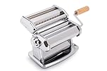 Imperia New IPASTA Pasta Machine 100% Made in Italy Fresh Steel Pasta Machine Manual Dough Scraper with Crank Creates a Sheet for Lasagne, Tagliolini, Fettuccine, Chromed