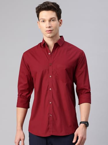 Image of Majestic Man Men's Cotton Slim Fit Solid Casual Shirt