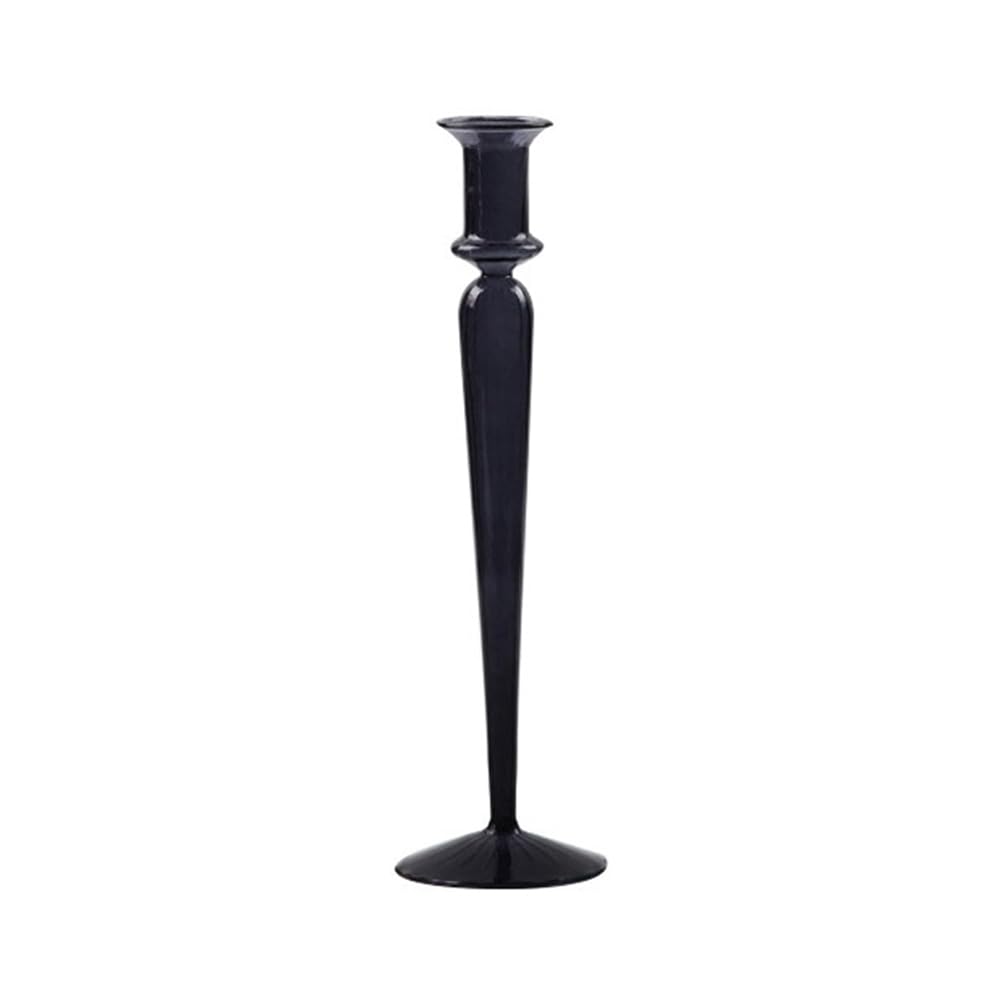 CTRLZS Romantic Glass Candle Holder Vintage Glass Candlestick Hydroponic Transparent Vase European Style Gift Transparent Black