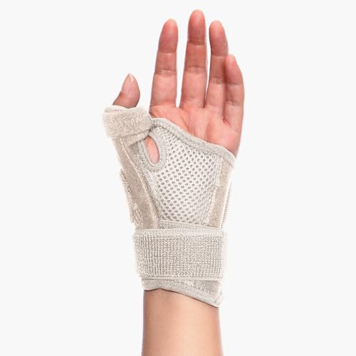 FITTOO Daumenbandage Links und Rechts, Daumenschiene Handgelenkbandage Männer, Frauen Daumenorthese Bandage für Arthritis Tendonitis Karpaltunnel Schmerzlinderung, Verstauchung (1, Beige)