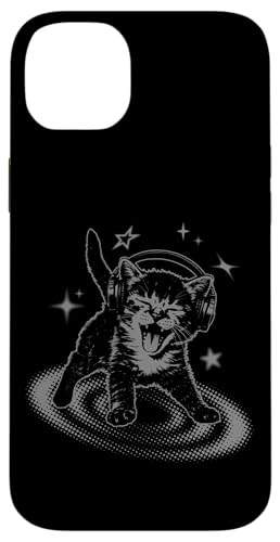 Y2K Cat Headphones Stars Silly 90s Grunge Vintage Graphic �X�}�z�P�[�X iPhone 14 Plus �p