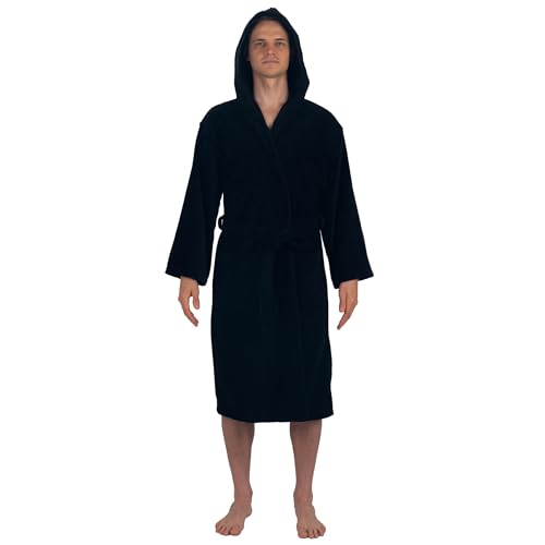 Alpine Swiss Dane Mens Hooded Bathrobe Pure Cotton Terry Cloth Long Robe for Men Super Absorbent Quick Drying Luxury Spa Robe