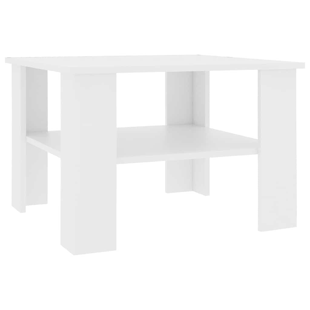 vidaXL Mesa de Centro de Contrachapada Mobiliario y Decoración Elegante Práctica Moderna Duradera Resistente Robusta Útil Funcional Blanca 60x60x42cm