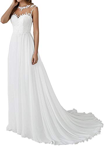 HUINI Damen Brautkleider Lang Prinzessin Chiffon Hochzeitskleider...