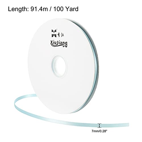 PATIKIL 0.28 Inch Wide 100 Yards Satin Ribbon, Double Face Solid Crafts Roll for Party Home DIY Wrapping Decoration Light Blue - Image 2