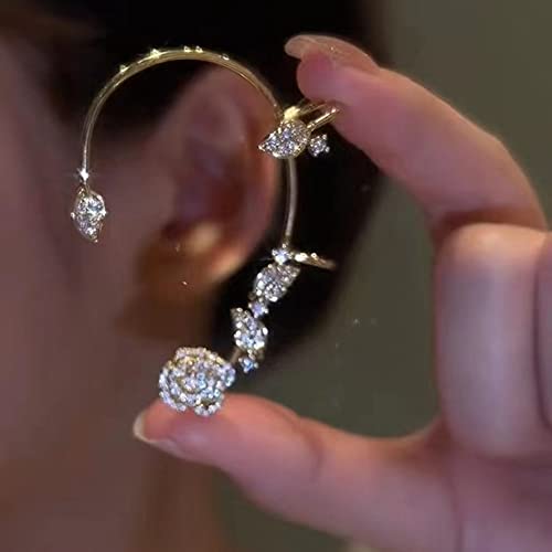 2PCS Women's Clip-On Earrings Hook Without Pierced Rose Flower Ear Bone Clip Ear Clip Butterfly3