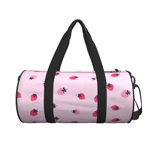 Large Weekender Overnight Bag Fashion Sports Gym Bag Pink Strawberry Fruits Travel Duffel Bag With Adjustable Shoulder Strap2