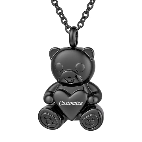 Collier urne personnalisé en forme d'ours en peluche pour cendres