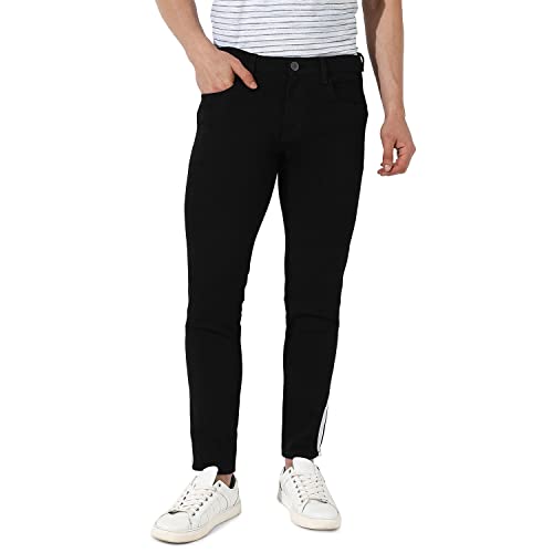 Campus Sutra Men's Regular Fit Denim Jeans (SCSS23JN_DNCUFZP_M_PLN_BL_Black_36)