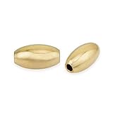 100pcs Adabele Tarnish Resistant 7mm Small Oval Rice Loose Beads 18K Gold Plated Brass Spacer (Hole 1.7mm Small) for DIY Craft Jewelry Making BF54-1