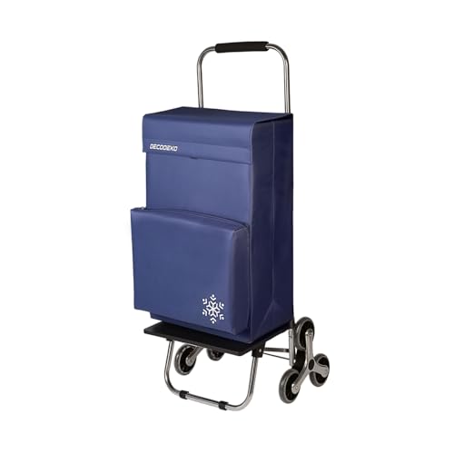 DECODEKO Carrito de la Compra Plegable de 50L con Compartimento Refrigerante, Carrito de Playa 6 Ruedas y Opción de 2 Ruedas, Carro Compra Ideal para Supermercado (6 Ruedas Cian)