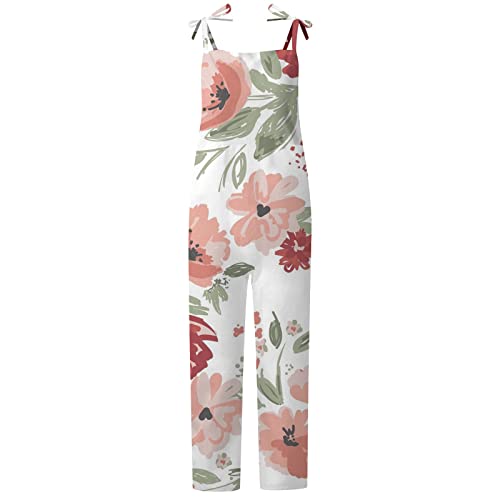 Combinaison imprimé floral avec bretelles réglables et jambes larges confort