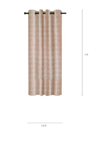 Image of Cortina Striped Light-Filtering Polyester Curtains 5 feet Long Set of 2 for Window [ Opacity: 50-60%, Color: Brown, Knitting Foil Curtains -160 GSM ]