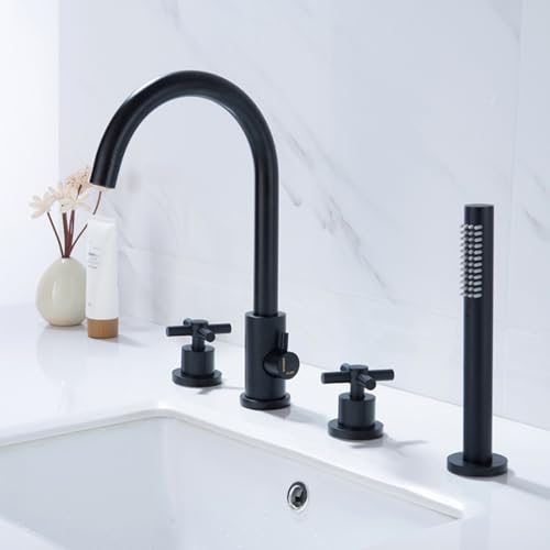 Mélangeur de douche de bain à 4 trous avec mitigeur mural noir LWX