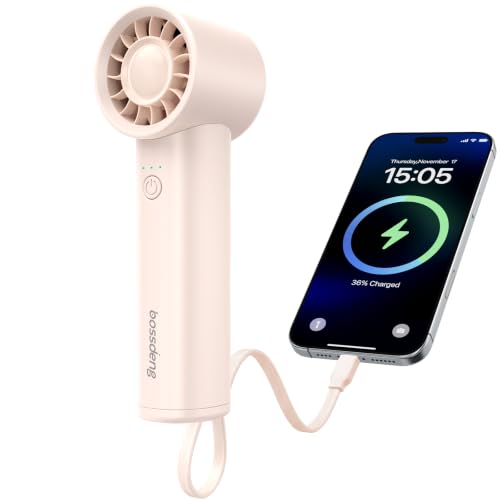 Portable-Fan-with-Power-Bank-Flashlight-Pink Portable Fan with Power Bank & Flashlight-Pink - Image 1