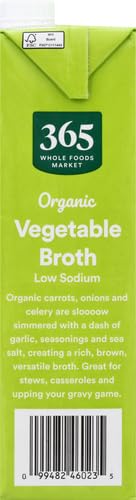 Image of 365 by Whole Foods Market, Organic Low Sodium Vegetable Broth, 32 Fl Oz (Pack of 4)