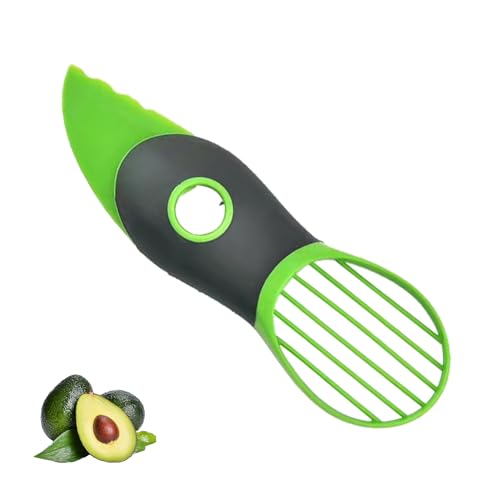 Avocado Slicer,3-in-1 Multifunctional Fruit Cutter with Non-Slip Handle and Gadget Plastic Generisch Peeler Tool Greens Masher Cuter Cutters Green Knife Pitter Stainless Steel Blade for Kitchen
