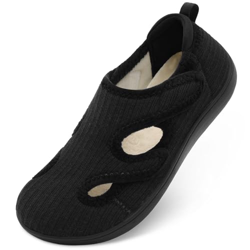 LeIsfIt House Shoes for Women Wide Diabetic Slippers Adjustable Comfortable House Slippers for Swollen Edema Feet Indoor Outdoor Closed Back Slipper Shoes