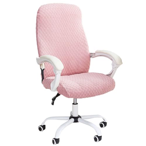 Office Chair Cover Stretch, Soft Spandex Computer Office Chair Cover Removable Universal Rotating Chair Slipcover for Office-Pink-Large