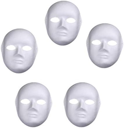 SUPVOX 5pcs White Masks DIY Unpainted Face Masks Plain Female Masquerade Masks for Kids Decorating Craft School Party Favors