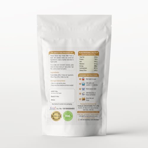 Image of Thanjai Natural Protein Pasta | 14g Plant Protein | 7.7g Dietary Fiber | Zero Maida | Healthy Alternative to Regular Pasta 200g