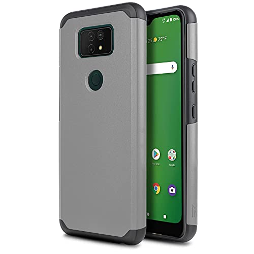 CaseMart Phone Case for [Cricket Ovation 2], [M-Kase Series][Gray] Shockproof Protective Dual Layered Hybrid Hard Cover for Cricket Ovation 2 (Cricket Wireless)