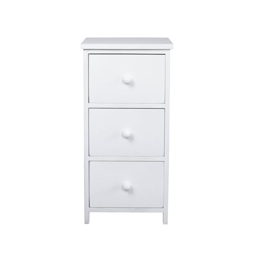 Mueble Organizador Blanco 3 Cajones LIN HOME XZ 24941, Compacto y Moderno, MDF y Cedro, 60x30x24cm, Ideal para Dormitorio, Sala o Baño – Cajonera Auxiliar Práctica y Estética