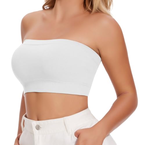 Image of JOYSHAPER Strapless Bras for Women Seamless Padded Bandeau Bra Wireless Tube Top Bralette Comfort Tube Bra
