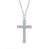 Musihy Collar para mujer, joyería de moda, collar con colgante de oro blanco de 9K/14K/18K, cruz con moissanita, Metal, Moissanita