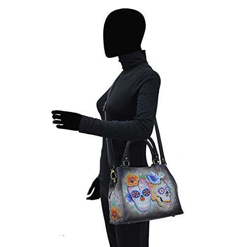 Image of Anuschka Women's Leather Satchel - Hand-Painted Genuine Leather Handbag with Detachable Strap for Everyday Use - 690, Satchel