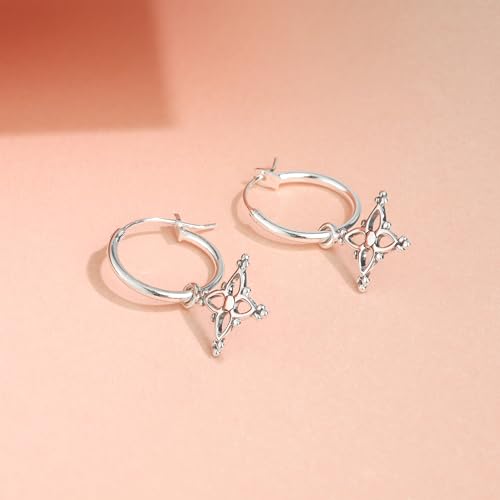 Boma Jewelry Sterling Silver Bohemian Star Hoop Earrings with Snap Down Closure3