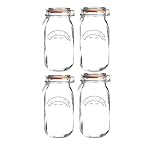 ASA® Kilner Clip Top Jar Airtight Glass for Pickling Large Vegetables Preserving Fruits & Storing Biscuits, Cereals, Pasta & Dry Fruits 2L Set of 4