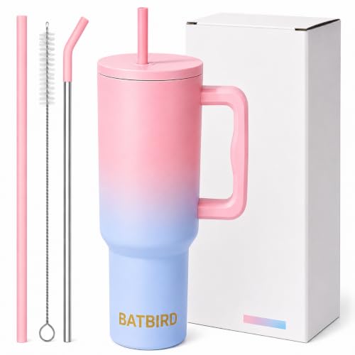 Image of Stainless Steel 1200 ml Vacuum Tumbler with Lid & Straw - Double‑Wall Insulated Cup for Travel, Gym & Office - Keeps Beverages Hot or Cold - 1.2 L Capacity (Pink Blue)