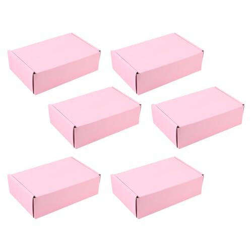 Alipis Cajas de Embalaje Portátiles para Envío 15X15X5 CM Color Rosa y Blanco 6 Unidades de Cartón Resistente para Mudanzas Almacenamiento y Fiestas Cajas de Papel para Embalaje y