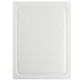 Dexas NSF Approved Poly Cutting Board with Juice Well, 12 x16 x 5/8', White