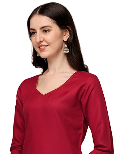 Image of Pujia Mills Women's Polyester Straight 3 /4th Sleeve Readymade Salwar Suit Kurta With Pant And Duppatta's