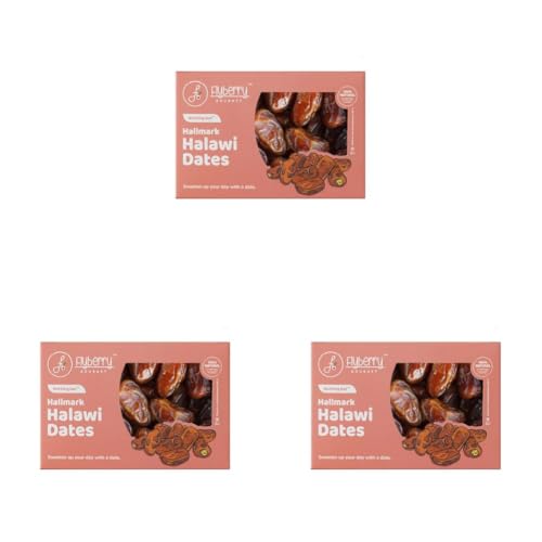 Image of Flyberry Gourmet Halawi Dates. 500g | 100% Natural | Rich in Calcium, Iron and Potassium | Instant Energy (Pack of 3)
