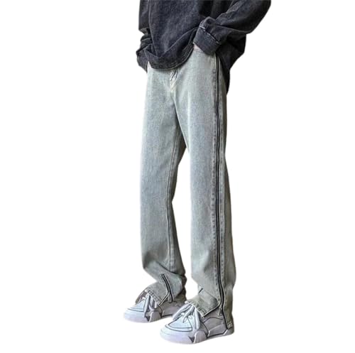 Men Cowboy Pants Zipper Denim Trousers Cotton Vintage Korean Goth Jeans